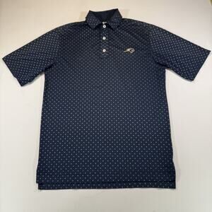 FootJoy Golf Polo Shirt Small Navy Blue Geometric Print Performance Stretch